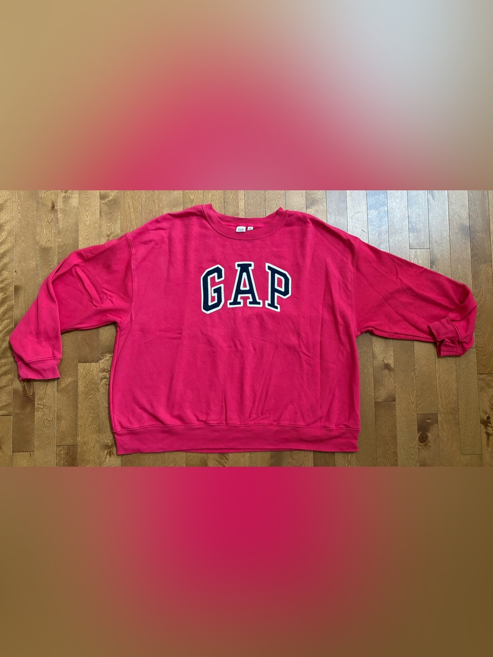 GAP Logo Crewneck Oversized Fleece Sweatshirt Hot Pink – XXL
